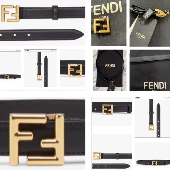 FENDI LEATHER BELT WITH ICONIC “FF” LOGO IN GOLD FINISH METALWARE - Picture 11 of 16